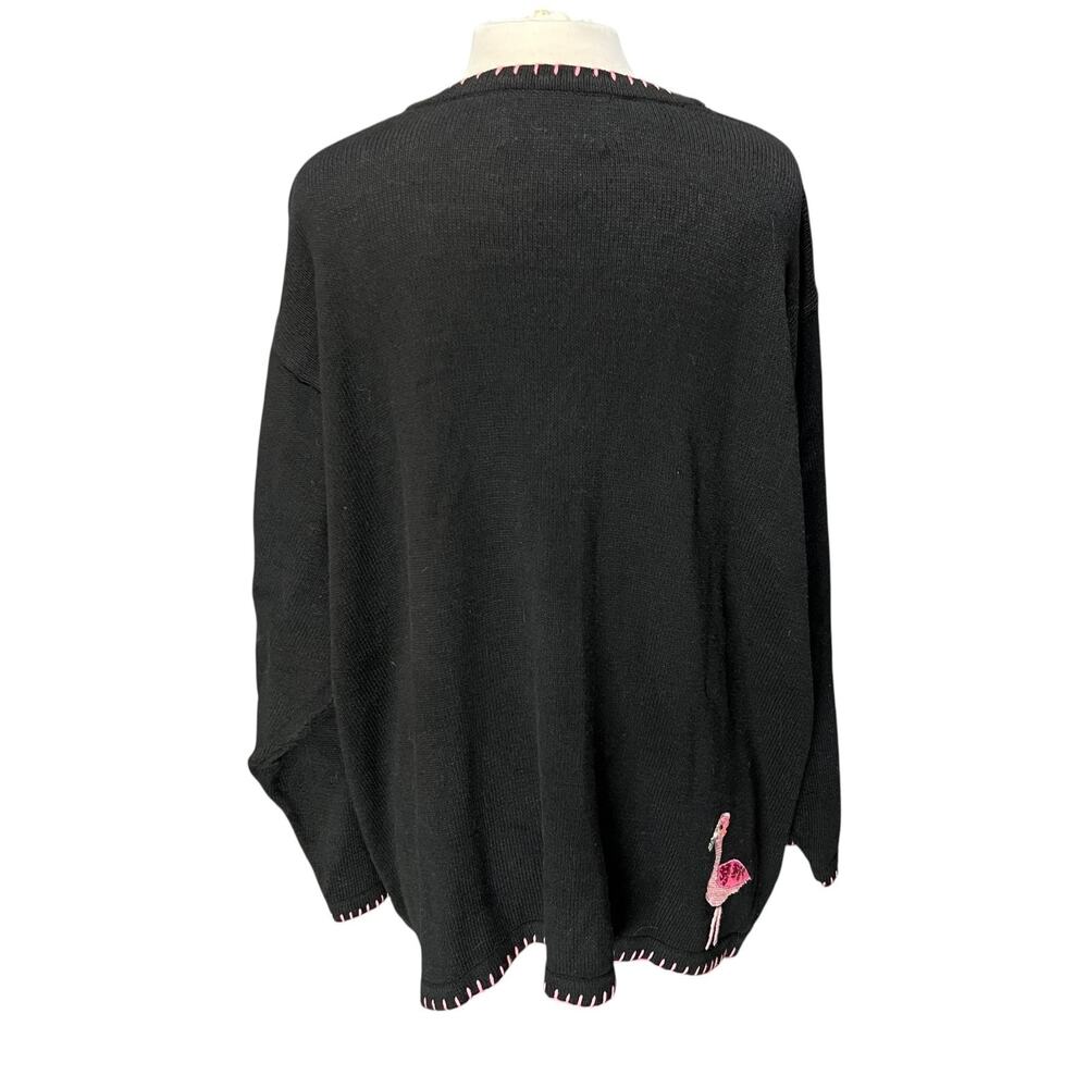 QUACKER FACTORY Funky Artsy Cardigan Sweater 3XL Flamingos Granny Teacher Cozy - Picture 4 of 9